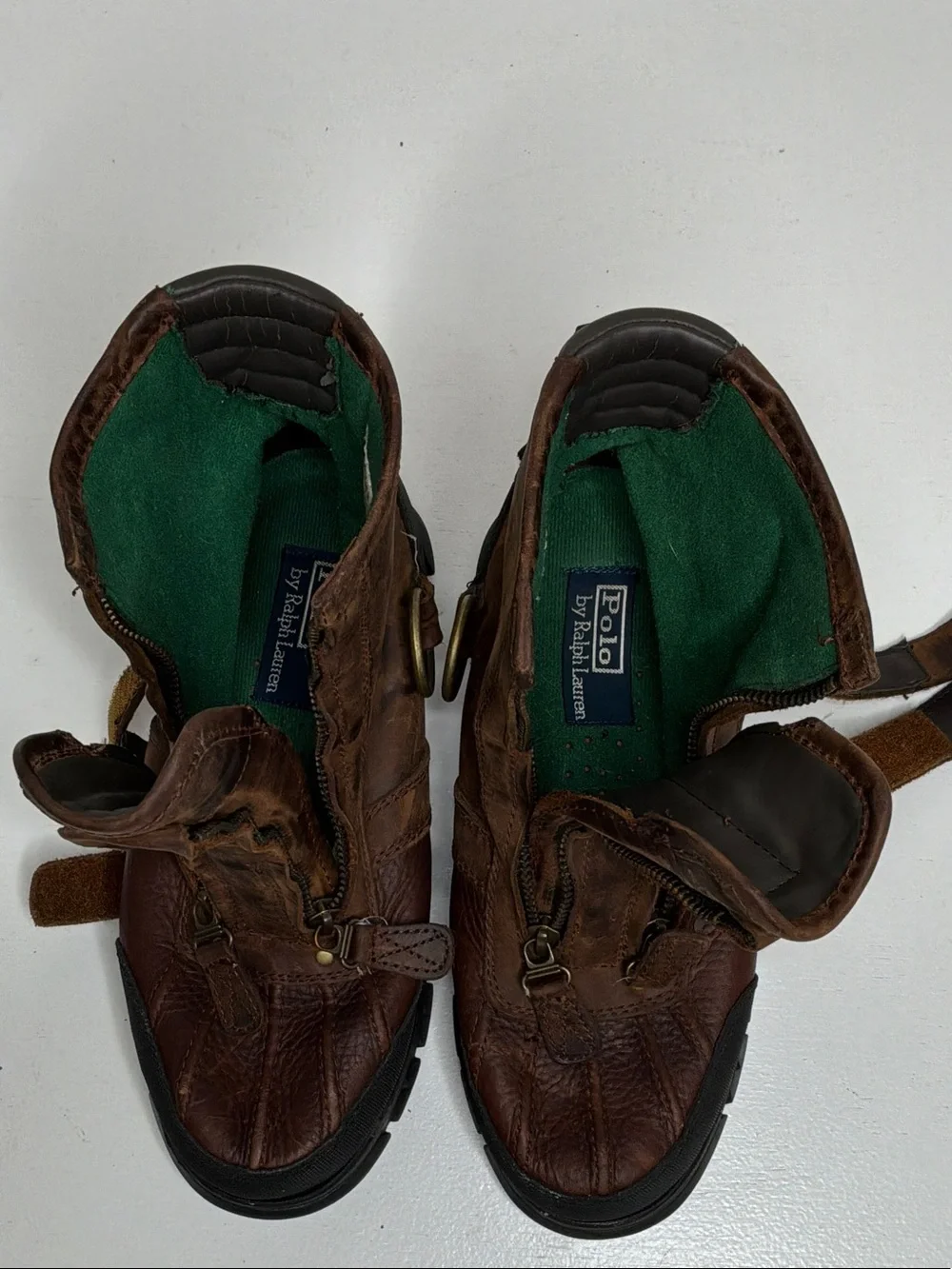 Polo Ralph Lauren Conquest Hi lll Duck Boots Zip 7.5 D Brown Leather Men's Boots